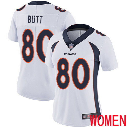 Women Denver Broncos #80 Jake Butt White Vapor Untouchable Limited Player Football NFL Jersey